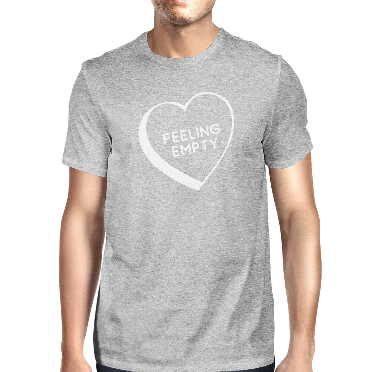 Feeling Empty Heart Men Grey Unique Design Graphic T Shirt Crewneck - 365INLOVE