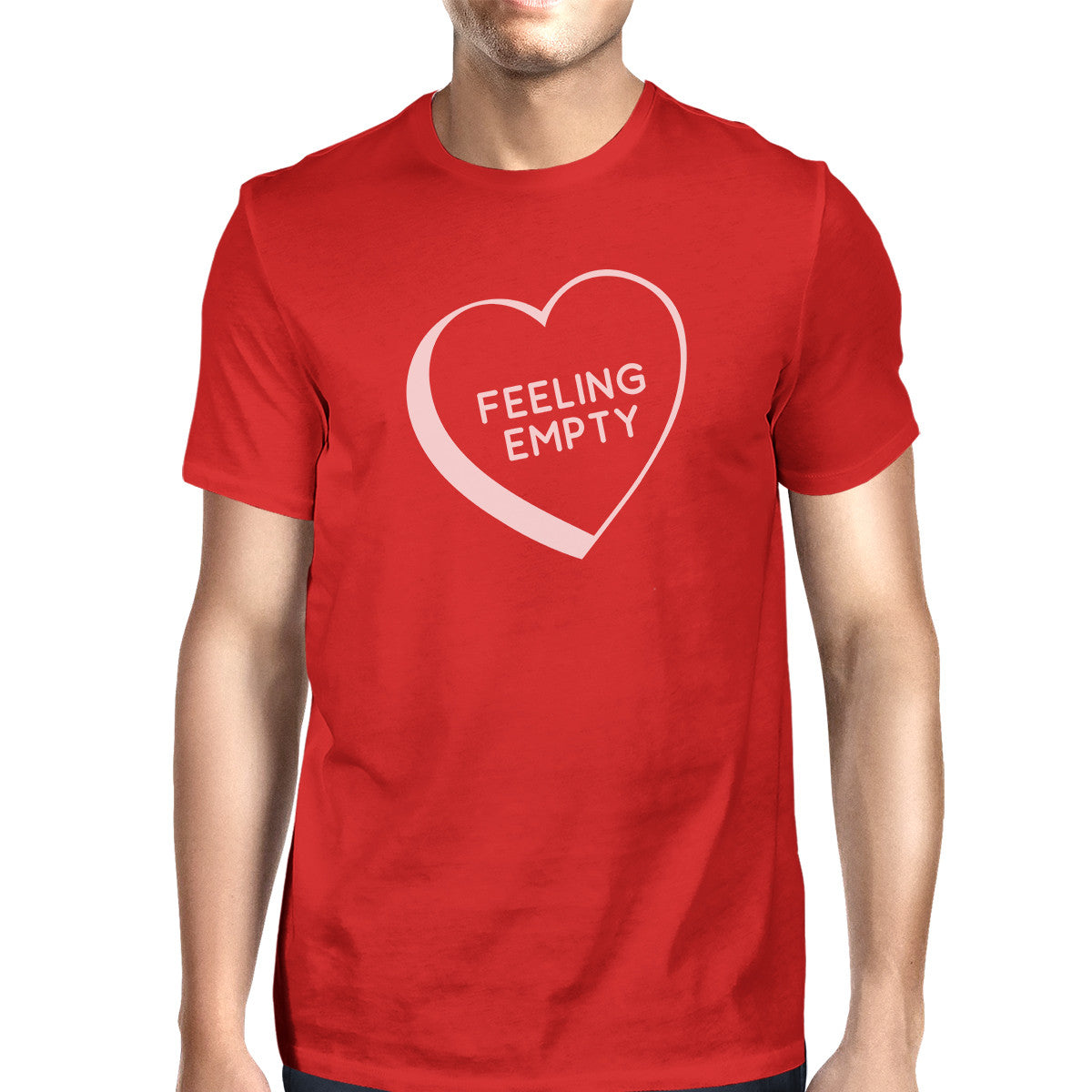 Feeling Empty Heart Red T-Shirt Funny Design Comfortable Men's Top - 365INLOVE