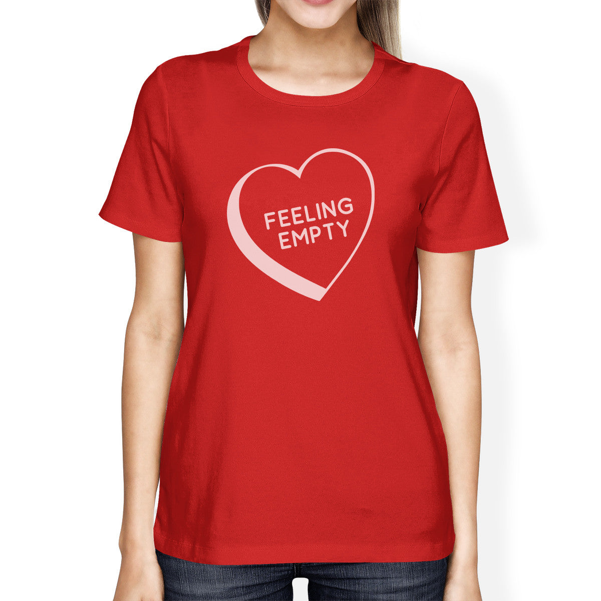 Feeling Empty Heart Womens Red Short Sleeve T Shirt Cute Design - 365INLOVE