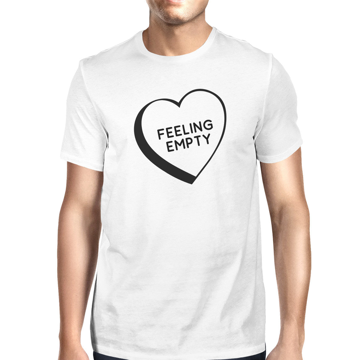Feeling Empty Heart White Short Sleeve Round Neck T-Shirt For Men - 365INLOVE