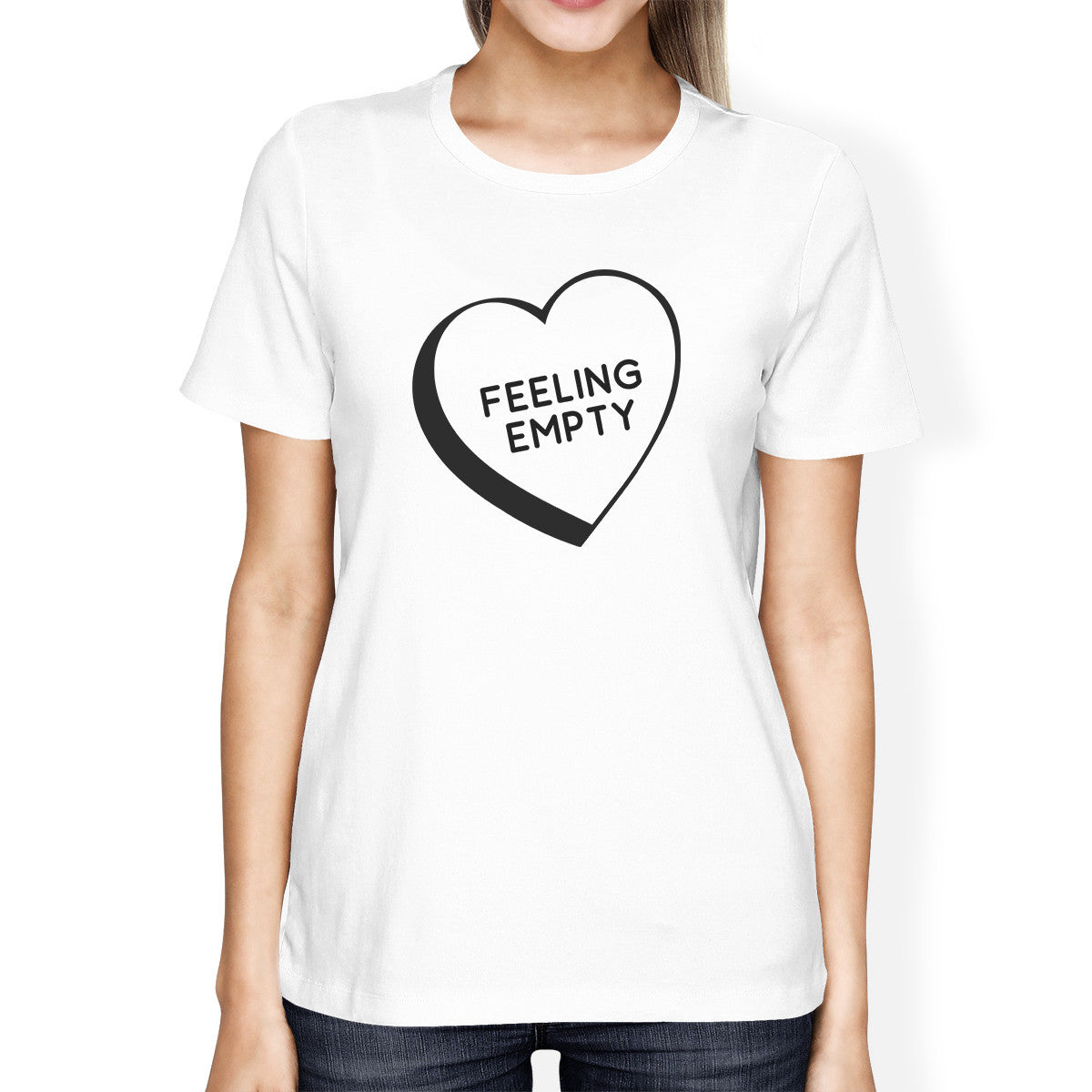 Feeling Empty Heart Womens Cute T-Shirt Funny Graphic Design - 365INLOVE