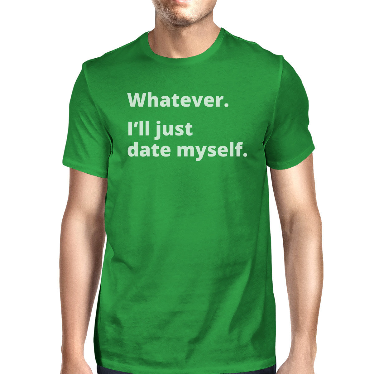 Date Myself Men's Kelly Green Cotton T-Shirt Funny Graphic Shirt - 365INLOVE