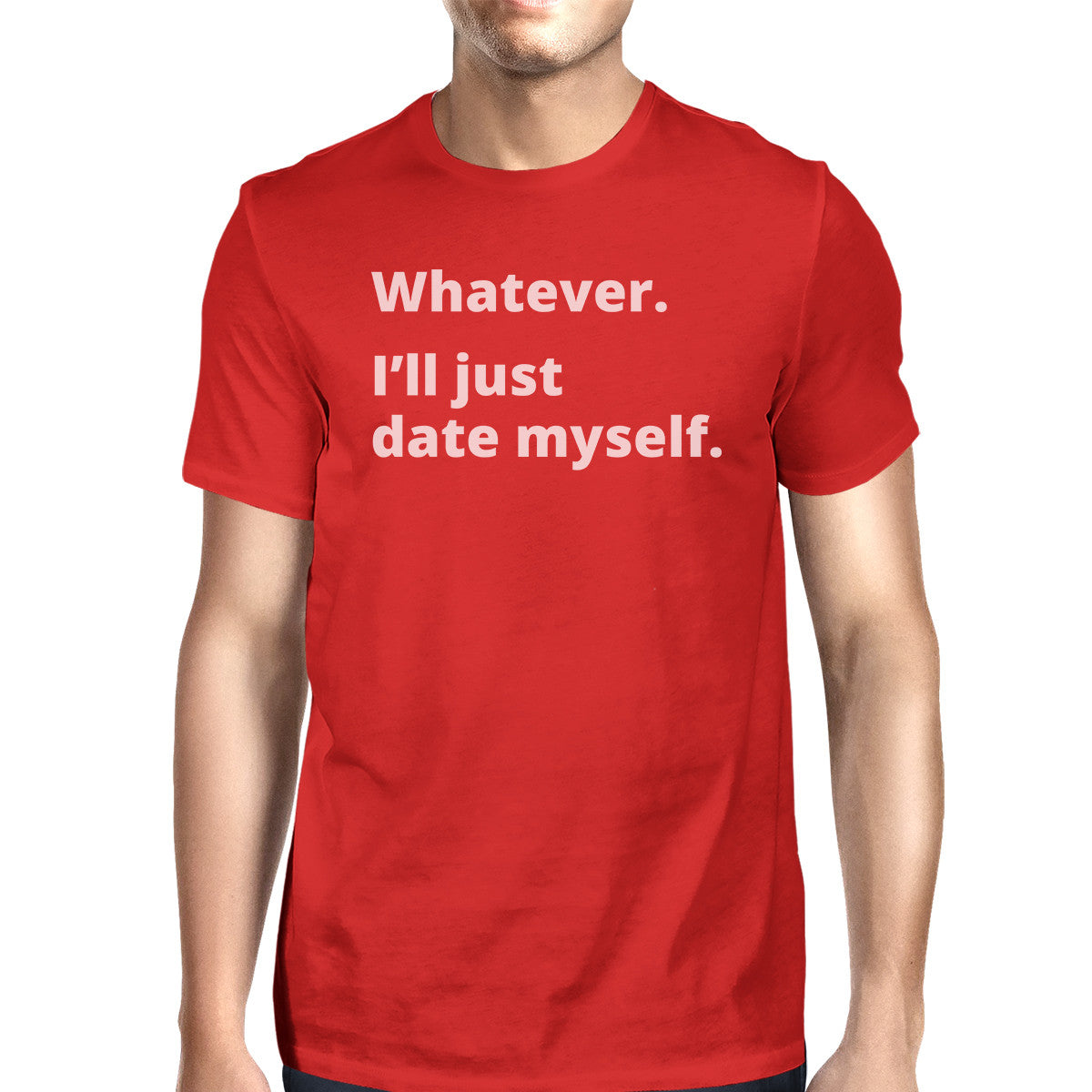 Date Myself Men's Red Short Sleeve Shirt Funny Letter Printed Top - 365INLOVE
