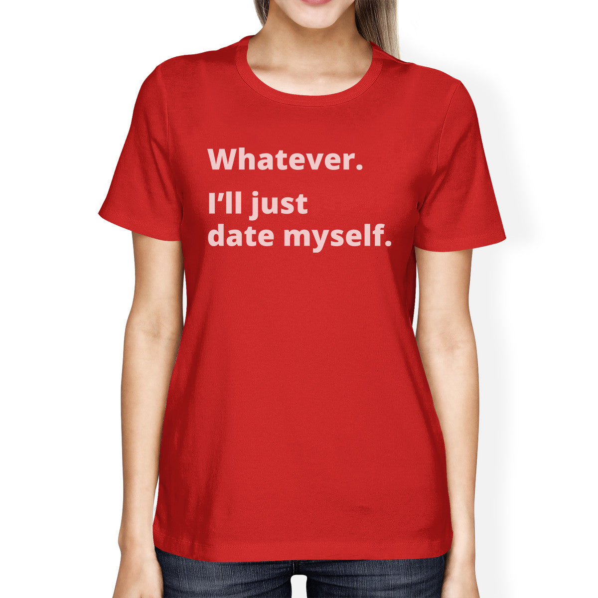 Date Myself Womens Red Short Sleeve T Shirt Cute Graphic Design - 365INLOVE