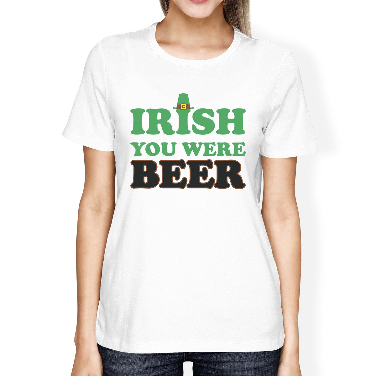 Irish You Were Beer Women's White T-shirt Gag Saying Patrick's Day - 365INLOVE