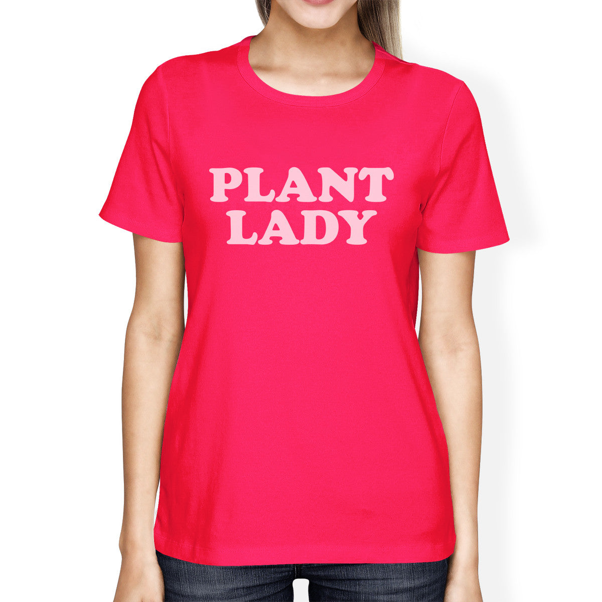 Inc Plant Lady Womens Hot Pink Cotton T-Shirt Gardening Gift Ideas - 365INLOVE