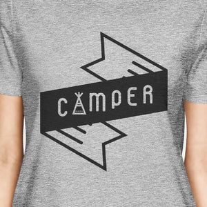 Camper Womens Gray Cotton T Shirt Trendy Design Cute Earth Day Tee - 365INLOVE