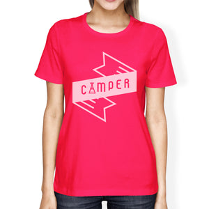 Camper Hot Pink Crew Neck Cotton Summer Cool T Shirt For Women - 365INLOVE