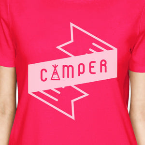 Camper Hot Pink Crew Neck Cotton Summer Cool T Shirt For Women - 365INLOVE