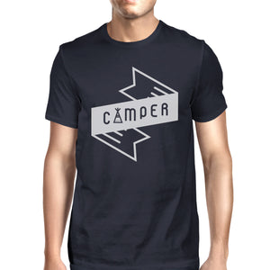 Camper Mens Navy Short Sleeve Top Mountain Graphic T Shirt For Him - 365INLOVE