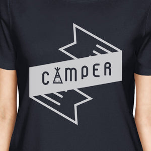 Camper Womens Navy Short Sleeve Tee Mountain Graphic TShirt For Her - 365INLOVE