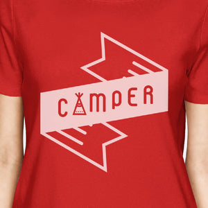 Camper Womens Red Crew Neck T-Shirt Simple Design Gifts For Friends - 365INLOVE