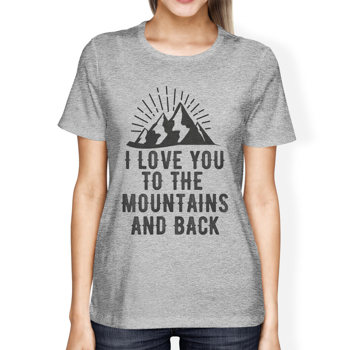 Mountain And Back Women's Gray Cotton T-Shirt Trendy Graphic Design - 365INLOVE