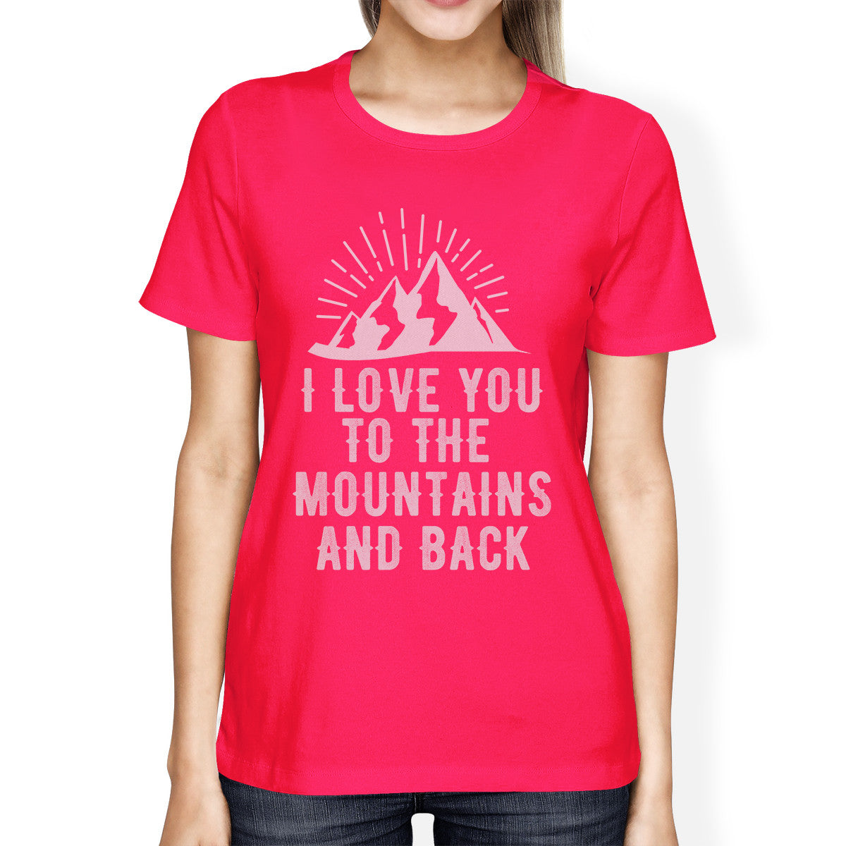 Mountain And Back Hot Pink Crew Neck Summer Graphic T Shirt For Her - 365INLOVE