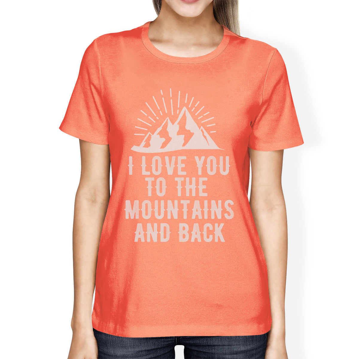 Mountain And Back Peach Cute Graphic Summer T Shirt For Ladies - 365INLOVE