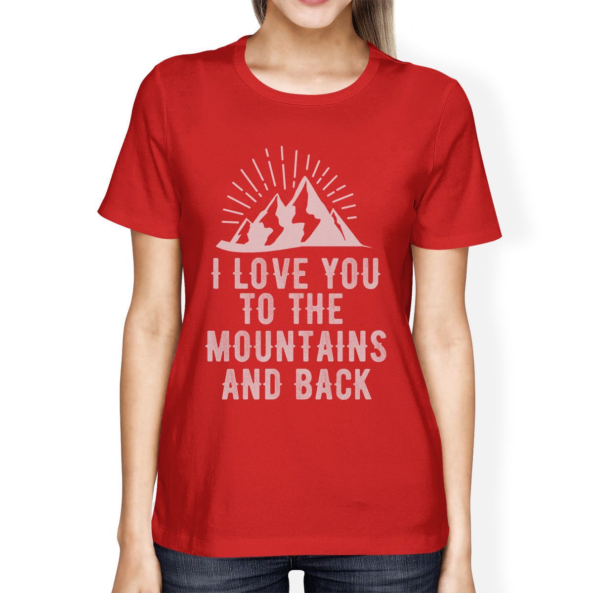 Mountain And Back Women's Red Crew Neck T-Shirt Gift Ideas For Dads - 365INLOVE