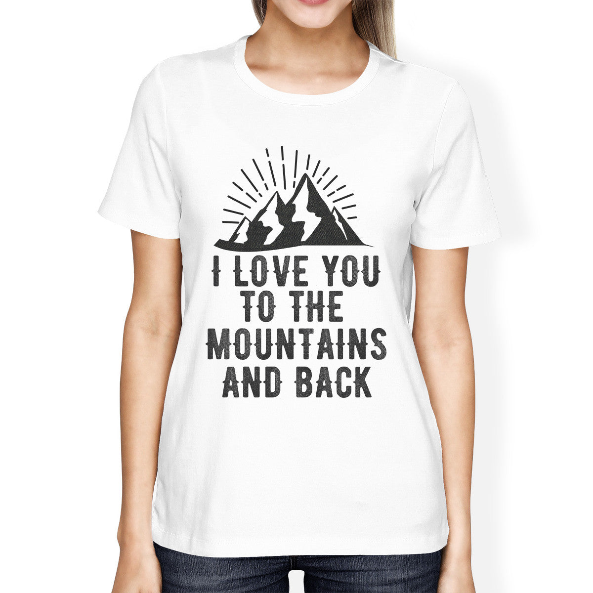 Mountain And Back Women's White Round Neck T-Shirt Gift For Grandpa - 365INLOVE