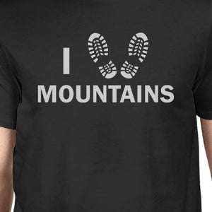 I Heart Mountains Mens Black Short Sleeve T-Shirt For Hiking Lovers - 365INLOVE