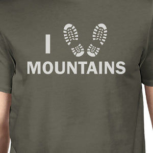 I Heart Mountains Men's Dark Grey T Shirt Cute Gift Idea For Him - 365INLOVE