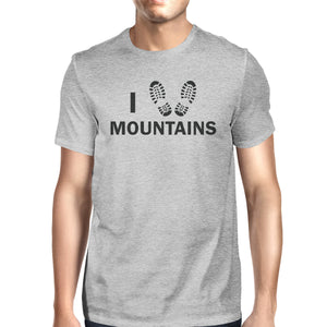 I Heart Mountains Men's Gray Cotton T-Shirt Trendy Graphic Design - 365INLOVE