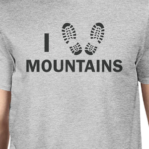 I Heart Mountains Men's Gray Cotton T-Shirt Trendy Graphic Design - 365INLOVE