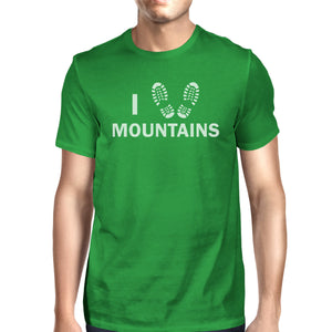 I Heart Mountains Men's Green Cotton Tee Unique Graphic T Shirt - 365INLOVE