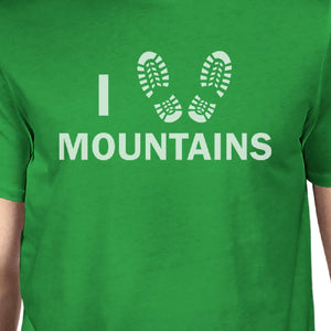 I Heart Mountains Men's Green Cotton Tee Unique Graphic T Shirt - 365INLOVE