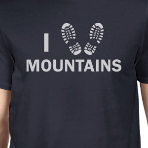 I Heart Mountains Mens Navy Short Sleeve Top Mountain Graphic Shirt - 365INLOVE