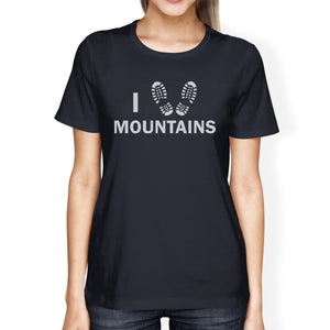 I Heart Mountains Womens Navy Short Sleeve Mountain Graphic T Shirt - 365INLOVE