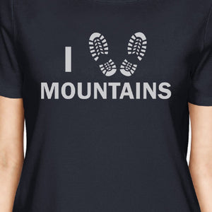 I Heart Mountains Womens Navy Short Sleeve Mountain Graphic T Shirt - 365INLOVE