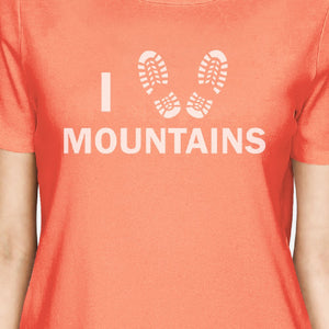 I Heart Mountains Peach Cute Graphic Design Tee Summer Trip T Shirt - 365INLOVE