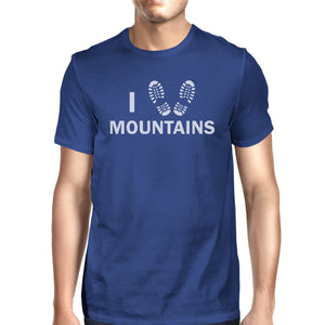 I Heart Mountains Men's Blue Short Sleeve Round Neck Cotton Tee - 365INLOVE