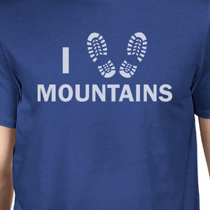 I Heart Mountains Men's Blue Short Sleeve Round Neck Cotton Tee - 365INLOVE