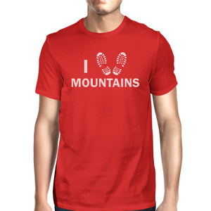 I Heart Mountains Men's Red Crew Neck T-Shirt Gift Ideas For Dads - 365INLOVE