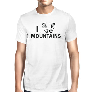 I Heart Mountains Men's White Round Neck T-Shirt Gift For Grandpa - 365INLOVE