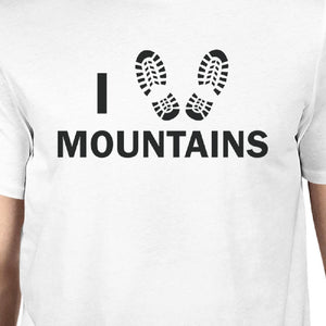 I Heart Mountains Men's White Round Neck T-Shirt Gift For Grandpa - 365INLOVE