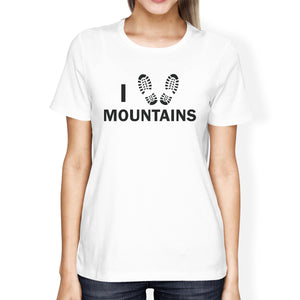 I Heart Mountains Women's White Round Neck T-Shirt Gift For Grandpa - 365INLOVE