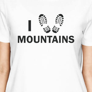 I Heart Mountains Women's White Round Neck T-Shirt Gift For Grandpa - 365INLOVE