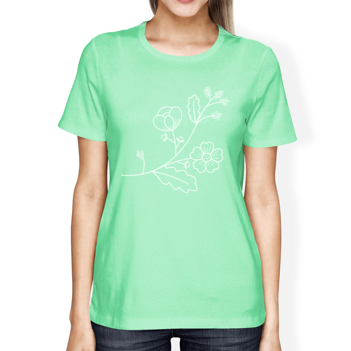 Flower Women's Mint Short Sleeve Graphic T Shirt For Flower Lovers - 365INLOVE