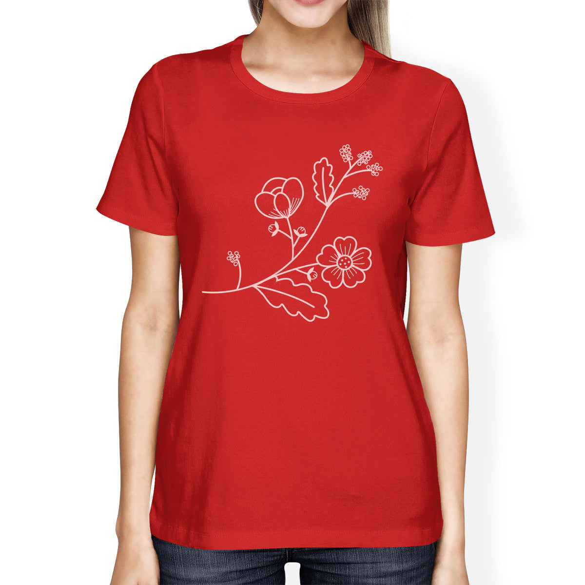 Flower Women's Red Short Sleeve Graphic T Shirt For Flower Lovers - 365INLOVE