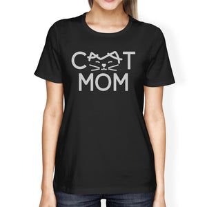 Cat Mom Womens Black Short Sleeve T Shirt Cute Design For Cat Moms - 365INLOVE