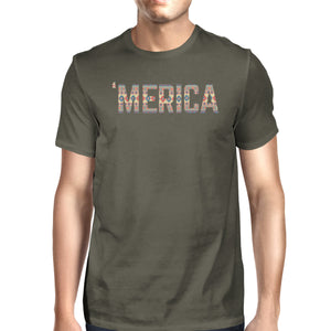 'Merica Mens Dark Grey Tee Shirt For 4th OF July Unique Tshirt Gift - 365INLOVE