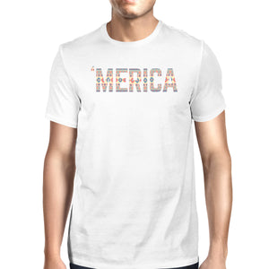 'Merica Mens White T-Shirt Unique Graphic Tee For Fourth Of July - 365INLOVE