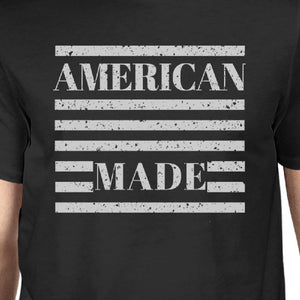 American Made Mens Black Cotton Tee Fourth Of July Graphic T-Shirt - 365INLOVE