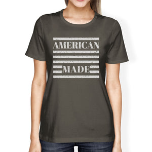 American Made Womens Dark Grey T Shirt Vintage Printing Graphic Tee - 365INLOVE