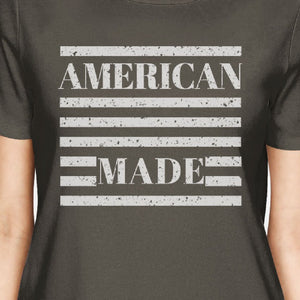 American Made Womens Dark Grey T Shirt Vintage Printing Graphic Tee - 365INLOVE