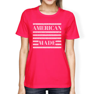 American Made Womens Hot Pink Graphic T-Shirt Unique Design Top - 365INLOVE