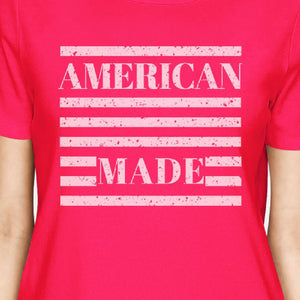 American Made Womens Hot Pink Graphic T-Shirt Unique Design Top - 365INLOVE