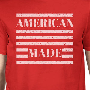 American Made Mens Red Crewneck T-Shirt Gifts Ideas For 4th Of July - 365INLOVE