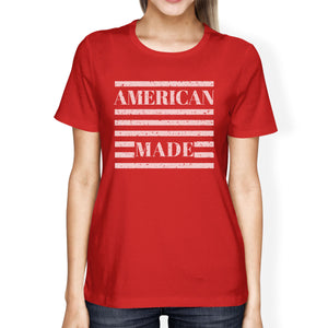 American Made Womens Red Crewneck T-Shirt Gifts For 4th Of July - 365INLOVE